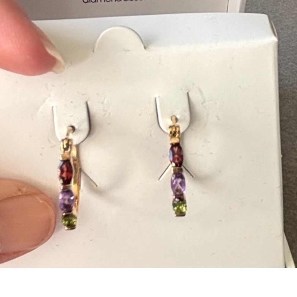 Elegant Multicolor Gemstone Drop Earrings(set925)